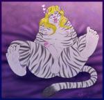 anthro balls feet femboy foreskin genitals humanoid_genitalia humanoid_penis leucistic male navel overweight overweight_anthro overweight_male penis solo charchu_(artist) nyla_(whitekitteh) felid mammal pantherine tiger hi_res