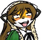 ahegao anthro female green_eyes heterochromia looking_pleasured parody red_eyes simple_background solo white_background taski rozen_maiden furseiseki_(character) canid canine fox mammal bust_portrait portrait