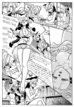 5_toes anthro barefoot breasts claws cleavage clothed clothing feet female group melee_weapon reading skimpy solo_focus sword symbol-shaped_eyes text toes unusual_eyes weapon x_eyes ryou al_(ryou) aria_(ryou) ruka english_text japanese_text monochrome translation_request