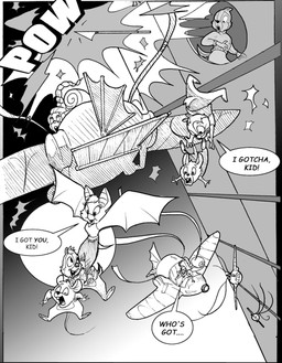 aircraft aloha_shirt anthro building carrying_another catch clothing dialogue falling female group happy horrified imminent_death male pattern_clothing pattern_shirt pattern_topwear pop_(sound_effect) question rangerplane scared shirt topwear vehicle chris_fischer chip_'n_dale_rescue_rangers disney chip_(disney) dale_(disney) foxglove_(cdrr) tammy_squirrel chipmunk ground_squirrel mammal mouse murid murine rodent sciurid hi_res monochrome