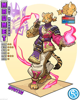 5_fingers 5_toes anklet anthro armor barefoot bottomwear bracelet claws clothed clothing dipstick_tail feet finger_claws fingers fur gameplay_mechanics gorget greaves green_sclera gui hair health_bar humanoid_feet humanoid_hands jewelry magic_user male mana_bar markings oversized_bottomwear oversized_clothing oversized_pants pants pauldron pecs plantigrade ponytail pose sash sode solo spots spotted_body spotted_fur standing stats striped_markings striped_tail stripes tail tail_markings text toe_claws toes yellow_body yellow_fur ceehaz dog_knight_rpg cheetah felid feline mammal 2026 4:5 absurd_res english_text hi_res signature