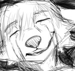 anthro bodily_fluids crying eyes_closed male sad solo tears vent vent_art iaian_luxo_fox canid canine fox mammal absurd_res hi_res monochrome