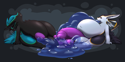 3_fingers 3_toes 4_ears anthro balls belly big_balls big_belly big_breasts big_penis black_arms black_background black_balls black_body black_breasts black_claws black_ears black_feathers black_inner_ear black_legs black_sclera black_wings blue_body blue_ears blue_feathers blue_hair blue_wings breasts claws duo eyes_closed feather_hair feathered_wings feathers feet finger_claws fingers genitals glans green_body green_feathers grey_eyes gynomorph hair hand_on_ground huge_balls huge_belly huge_breasts huge_penis humanoid_genitalia humanoid_penis hyper hyper_breasts hyper_genitalia hyper_penis intersex lounging lying male multi_ear nipple_fetish nipple_penetration nipple_play nipples on_back on_ground oral oral_penetration penetration penile penis penis_laying_on_penis penises_touching pseudo_hair purple_glans purple_penis simple_background sitting toe_claws toes urethral urethral_penetration white_arms white_belly white_body white_ears white_feathers white_inner_ear white_legs winged_arms wings yellow_body yellow_feathers alukafurryart einyo_(kiglirs) ralena/ralaku avali avian blob_creature 2:1 hi_res herm_(lore)