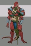 4_arms anthro armor belly blue_eyes bottomwear clothing digitigrade forked_tongue loincloth male male_anthro melee_weapon multi_arm multi_limb muscular muscular_anthro muscular_male navel pauldron solo standing sword tail tongue weapon pacelic crius reptile scalie snake digital_drawing_(artwork) digital_media_(artwork) hi_res