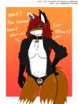 anthro breasts chest_tuft clothed clothing collar female hair navel red_eyes red_hair solo thick_thighs tuft underwear djcoyoteguy jen_(shutupjen) canid canine fox mammal hi_res