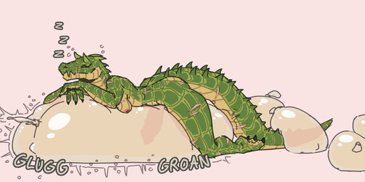 anthro big_penis bodily_fluids breasts condom condom_balloon cum excessive_cum excessive_genital_fluids filled_condom genital_fluids genitals green_body gynomorph intersex penis scar sexual_barrier_device sleeping solo manyhaitch alie_(manyhaitch) alligator alligatorid crocodilian reptile scalie 2024 hi_res