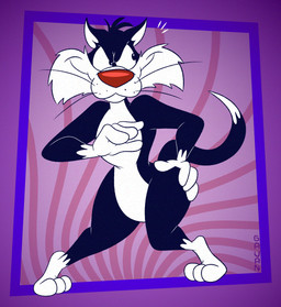 3_toes 4_fingers abstract_background anthro belly bent_leg big_butt biped black_body black_eyes black_fur butt casual_nudity cheek_tuft curvy_figure dipstick_tail facial_tuft feet fingers front_view fur furrowed_eyebrows glance gloves_(marking) hand_on_hip hand_on_own_hip head_tuft hip_sway humanoid_hands humanoid_heel leg_markings lines_drawn looking_aside male markings nude plantigrade pose raised_heel red_nose slightly_chubby slightly_chubby_anthro slightly_chubby_male small_waist smug smug_expression smug_face smug_grin socks_(marking) solo standing_on_toes tail tail_markings thick_thighs tiptoes toes tuft whisker_spots whiskers white_belly white_body white_feet white_fur white_hands white_sclera white_tail_tip wide_hips gavanzude looney_tunes warner_brothers sylvester_(looney_tunes) domestic_cat felid feline felis mammal tuxedo_cat 2026 alternate_version_at_paywall colored digital_drawing_(artwork) digital_media_(artwork) flat_colors hi_res pinup signature