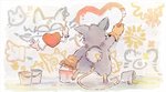 anthro brush digitigrade duo ear_piercing ear_tag heart_symbol hole_(anatomy) paintbrush painting piercing yura_(pixiv) mad_rat_dead nippon_ichi_software heart_(mad_rat_dead) mad_rat_(mad_rat_dead) mammal murid murine rat rodent pastel_theme