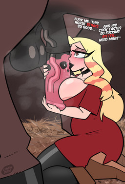 animal_genitalia animal_penis balls belly bestiality big_balls big_breasts big_penis black_lipstick blonde_hair blush bodily_fluids boots breasts brown_eyes choker clothing dress duo equine_genitalia equine_penis female female_human female_on_feral feral footwear genitals hair human_focus human_on_feral interspecies jewelry larger_male latina lipstick makeup male male/female musk necklace nipple_slip not_furry_focus penis profanity saliva shoes simple_background size_difference solo_focus species_fetish text thight vein veiny_penis wide_hips lemondude vivziepop_(vivziepop) equid equine horse human mammal absurd_res english_text hi_res