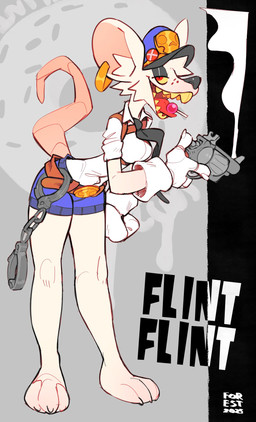 anthro barefoot belt belt_buckle big_ears blue_bottomwear blue_clothing blue_shorts bottomwear breasts brown_belt buckle candy clothed clothed_anthro clothed_female clothing cuff_(restraint) dessert ear_piercing ear_ring eyeshadow feet female female_anthro fingers food freckles fur gloves gold_ear_ring grey_nose gun hair handcuffs handgun handwear hat headgear headwear holding_gun holding_handgun holding_object holding_ranged_weapon holding_revolver holding_weapon lollipop makeup metal_cuffs necktie piercing pink_tail police police_hat police_officer police_uniform ranged_weapon red_eyes restraints revolver ring_piercing shirt shorts solo standing tail teeth text tongue topwear uniform weapon white_body white_clothing white_fur white_gloves white_hair white_handwear white_shirt white_topwear yellow_sclera yellow_teeth foresttherotten officer_flint_(foresttherotten) mammal murid murine rat rodent 2025 dated digital_drawing_(artwork) digital_media_(artwork) full-length_portrait hi_res portrait