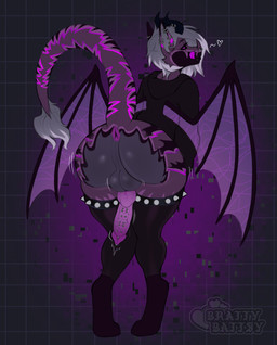 anus balls butt clothing femboy frenum_ladder frenum_piercing genital_piercing genitals ladder_piercing legwear male penis penis_piercing piercing solo teasing thigh_highs wings brattybattsy caybito bat demon mammal absurd_res hi_res