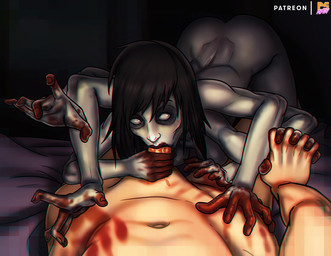 black_hair blood bodily_fluids breasts duo erection fellatio female first_person_view genitals grey_body grey_eyes grey_skin hair hand_holding handjob human_on_humanoid humanoid_genitalia humanoid_penis interspecies looking_at_viewer male male/female male_pov multi_arm multi_limb not_furry nude oral penetrating_pov penile penis sex teratophilia pumpkinsinclair ghost human humanoid mammal spirit 2017 digital_media_(artwork)
