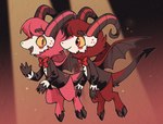 anthro biped clothed clothing dark_ishihara dazzle_(hazbin_hotel) demon duo eyebrows fur hazbin_hotel hooves horn male membrane_(anatomy) membranous_wings open_mouth open_smile pink_body pink_fur razzle_(hazbin_hotel) smile spade_tail tail wings