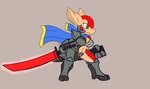 anthro female melee_weapon solo sword weapon reydam arma's_quest konami metal_gear metal_gear_rising:_revengeance platinumgames arma_(arma's_quest) jetstream_sam armadillo mammal xenarthran