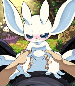anthro black_sclera blush cowgirl_position featureless_crotch first_person_view from_front_position holding_arm human_pov kemono male male/male navel null on_bottom on_top sex spread_legs spreading white_body dogblin microsoft ori_(series) xbox_game_studios naru_(ori) ori_(ori) guardian_spirit human mammal 2025 hi_res unavailable_at_source
