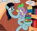 book carrying_another dialogue duo female golden_oaks_library hair library lifting long_neck male ponification ponytail speech_bubble text toony badumsquish asian_mythology east_asian_mythology friendship_is_magic hasbro japanese_mythology my_little_pony mythology nagaidesu_(oc) spike_(mlp) dragon equid equine horse mammal mythological_creature mythological_scalie pony rokurokubi scalie yokai 2017 absurd_res english_text hi_res