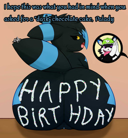 anthro big_butt butt duo female genitals happy_birthday huge_butt male male/female nude nude_anthro nude_female pokemorph shortstack tail text vulva majika nintendo pokemon palady_(paladyart98) stella_(paladyart98) canid canine canis eeveelution generation_2_pokemon mammal pokemon_(species) shiny_pokemon umbreon wolf english_text hi_res