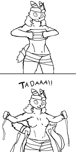 anthro breasts clothing dialogue exposed_breasts female nude presenting simple_background solo standing torn_clothing xerg-7 nintendo pokemon kata_(xerg-7) eeveelution generation_2_pokemon pokemon_(species) umbreon black_and_white comic hi_res monochrome