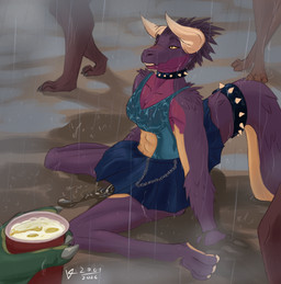 abs anthro anthro_peeing athletic athletic_anthro athletic_female biped blue_bottomwear blue_clothing blue_skirt blush bodily_fluids bottomwear claws clothing collar container cup disposable_cup female female_anthro female_peeing finger_claws genital_fluids group horn kneeling mud peeing skirt solo_focus spiked_collar spiked_tailband spikes toe_claws urine urine_pool watersports wet wet_clothing wetting yellow_eyes valrionwrites capcom monster_hunter mythology dragon elder_dragon mythological_creature mythological_scalie nergigante scalie 2026 digital_media_(artwork) hi_res