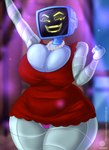 big_breasts blurred_background breasts camel_toe cleavage clothed clothing dress female gem huge_breasts jewelry machine necklace not_furry panties pearl_(gem) pearl_necklace red_clothing red_dress screen screen_face smug solo underwear teenagebratwurst nickelodeon spongebob_squarepants karen_plankton humanoid robot robot_humanoid 2024 absurd_res hi_res