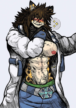 abs anthro armor athletic barazoku belt biceps big_muscles blonde_hair blue_eyes bottomwear brown_body brown_fur bulge clothed clothing crop_top denim denim_bottomwear denim_clothing fangs fur hair handwear heterochromia jeans male manly markings muscular muscular_anthro muscular_male navel nipples open_bottomwear open_clothing orange_eyes overalls pants pecs pose shirt simple_background solo spots standing tan_body tan_fur teeth text thick_thighs topless topwear undressing vein whiskers jwbash felid feline felis jaguar mammal pantherine absurd_res hatching_(art) hi_res shaded