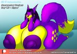 anthro big_breasts big_nipples breasts female huge_breasts huge_nipples hyper hyper_breasts nipples overweight purple_nipples slightly_chubby solo text thick_thighs palmarianfire noor_(palmarianfire) canid canine fox mammal english_text hi_res