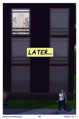 anthro appliance building clothed clothing dorm_room dormitory food kitchen_appliance male microwave_oven motion_lines noodles outside ramen text window kersync godzilla_(series) toho goji_(kersync) rodan_(toho) rody_(kersync) zill_(kersync) zilla 2025 2:3 absurd_res comic english_text hi_res url