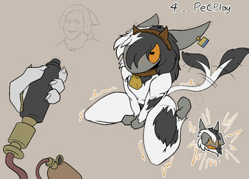 anthro bdsm blush blush_lines cowbell ear_piercing ear_tag female gun humor impact_gun kneeling looking_at_viewer looking_up looking_up_at_viewer markings petplay piercing ranged_weapon roleplay solo solo_focus spots spotted_body tail tail_motion tailwag weapon naysayingmongrel the_nature_of_predators lana_(naysayingmongrel) mammal venlil_(the_nature_of_predators)