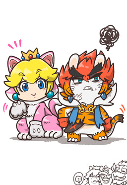 3_toes annoyed anthro black_eyebrows black_eyelids blonde_hair blue_clothing blue_ear_piercing blue_eyes blue_topwear blue_vest blush blush_lines bodily_fluids breath closed_smile clothed clothed_anthro clothed_female clothing cosplay crown duo_focus ear_piercing emanata eyebrow_through_hair eyebrows eyelashes eyes_closed facial_hair fake_tail featureless_crotch feet female female_human footwear frown frustration_cloud fur gem gesture group hair hand_gesture handwear happy hat headgear headwear heart_eyes heart_symbol horn infatuation king light long_ears looking_at_viewer male male_anthro mittens mouth_closed multicolored_hair mustache noseless open_clothing open_mouth open_smile open_topwear open_vest orange_clothing orange_footwear orange_hair orange_shirt orange_topwear piercing pink_costume princess red_clothing red_hair red_handwear red_mittens royalty ruby_(gem) sapphire_(gem) sharp_teeth shirt short_hair simple_background sitting smile smiling_at_viewer speech_bubble sweat sweatdrop tan_body tan_inner_ear tan_skin teeth thick_eyebrows thumbs_down toes tooth_gap toothy_smile topwear torn_clothing torn_shirt torn_topwear torn_vest translucent translucent_hair two_tone_hair vest white_background white_body white_clothing white_eyes white_facial_hair white_fur white_hat white_headwear white_horn white_mustache charisuke mario_bros mario_plus_rabbids_kingdom_battle mario_plus_rabbids_sparks_of_hope nintendo raving_rabbids rayman_(series) super_mario_3d_world ubisoft bowser cat_peach edge_(mario_plus_rabbids) princess_peach rabbid_mario rabbid_peach wildclaw_(mario_plus_rabbids) human koopa lagomorph mammal rabbid scalie 2022 absurd_res cel_shading colored crossover digital_drawing_(artwork) digital_media_(artwork) hi_res lighting multiple_scenes shaded