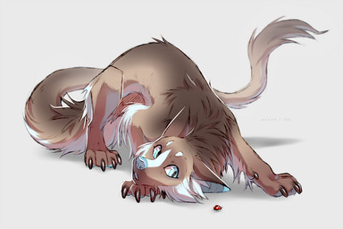 ambiguous_gender blue_eyes blue_nose brown_body brown_claws brown_fur cheek_tuft claws duo eyebrows facial_tuft female feral fur larger_female long_body long_snout long_tail looking_at_another simple_background size_difference smaller_ambiguous snout tail tuft white_body white_eyebrows white_fur azzai mythology arthropod beetle canid canine cucujoid dragon hybrid insect ladybug mammal mythological_creature mythological_scalie scalie 2022 3:2 colored colored_sketch digital_drawing_(artwork) digital_media_(artwork) shaded sketch