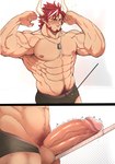 abs balls beard big_penis clothed clothing facial_hair genitals glans hair horn humanoid_genitalia humanoid_penis humanoid_pointy_ears male measuring measuring_penis muscular muscular_humanoid muscular_male pecs penis pink_glans pointy_ears pubes red_beard red_facial_hair red_hair solo vein veiny_muscles veiny_penis liuoie2 arknights hypergryph studio_montagne humus_(arknights) animal_humanoid bovid bovid_humanoid bovine bovine_humanoid horned_humanoid humanoid mammal mammal_humanoid hi_res