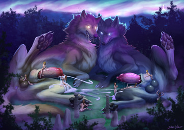 balls bestiality bitt bodily_fluids cum erection female female_on_feral feral fur genital_fluids genitals group hair human_on_feral interspecies macro male male/female male_on_human nude nude_female nude_human penis tail dark_violet canid canine canis human mammal wolf 2026 digital_drawing_(artwork) digital_media_(artwork) hi_res
