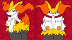 anthro areola big_breasts breasts butt female genitals hand_on_hip nipples orange_areola orange_nipples pussy solo punch_pubby nintendo pokemon braixen canid canine fox generation_6_pokemon mammal pokemon_(species) 16:9 hi_res tagme widescreen