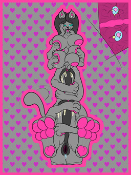 2_penises 3_vulvas 6_arms 6_breasts 6_legs autopenetration big_pawpads bodily_fluids border breast_grab breast_squish breasts clitoral clitoral_rubbing cum cum_drip cum_from_vagina cum_in_own_vagina cum_in_self cum_in_vagina cum_inside cum_on_penis dripping drooling fangs finger_in_mouth fucked_silly fur gaping gaping_vagina genital_fluids genitals grey_body grey_fur gynomorph hair hand_on_breast holding_face impregnation inner_ear_fluff intersex lactaion long_hair masturbation multi_arm multi_breast multi_genitalia multi_limb multi_penis multi_vulva multiple_pregnancies open_mouth penetration penis pink_border saliva self_impregnation simple_background solo squish tail tail_motion tailwag teal_eyes teeth tongue tongue_out tuft vaginal_fluids vulva x-ray_view spongefucker69 suvrock domestic_cat felid feline felis mammal multi_taur taur 3:4 hi_res