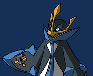 ambiguous_gender anthro beak blue_body blue_eyes claws drinking_straw holding_glass holding_object markings multicolored_body solo two_tone_body white_body yellow_beak yellow_body yellow_claws motherlatias nintendo pokemon empoleon generation_4_pokemon pokemon_(species) 2018 alpha_channel