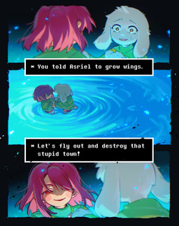 3_panel_comic ambiguous_gender anthro biped blush blush_stickers bodily_fluids brown_hair clothed clothing cute_fangs detailed_background dialogue dialogue_box duo eye_contact fangs floppy_ears fur green_eyes hair hand_holding lake looking_at_another male nervous partially_submerged red_eyes scut_tail short_hair short_tail smile smiling_at_another snout snowgrave sweat sweatdrop tail tan_body tan_skin teeth text water white_body white_fur young gaida_the_duck deltarune undertale undertale_(series) asriel_dreemurr chara_(undertale) boss_monster_(undertale) bovid caprine goat human mammal 2026 absurd_res comic digital_drawing_(artwork) digital_media_(artwork) english_description english_text hi_res signature