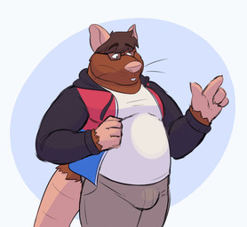 anthro belly belly_jiggle belly_overhang big_belly blush brown_body brown_fur buckteeth bulge chubby_cheeks claws clothed clothing double_chin expansion eyebrow_through_hair eyebrows eyewear floating_eyebrows fur glasses hair hoodie huge_belly jiggling male moob_expansion moobs obese obese_anthro obese_male overweight overweight_anthro overweight_male shirt simple_background smile solo surprised teeth thick_arms thick_thighs topwear torn_clothing translucent translucent_hair wardrobe_malfunction weight_gain white_clothing white_shirt white_topwear lizard_soup mammal murid murine rat rodent 2019 animated digital_media_(artwork)