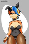 anthro big_breasts blonde_hair blue_eyes blue_hair breasts bunny_costume clothing costume ear_piercing ear_ring fake_ears fake_rabbit_ears female fur hair orange_body orange_fur piercing ring_piercing solo darkadibuja activision crash_bandicoot_(series) pirate_tawna bandicoot mammal marsupial absurd_res hi_res