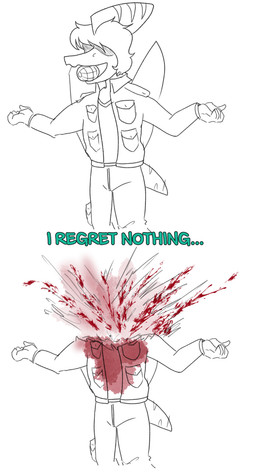 5_fingers anthro blood bodily_fluids clothing dialogue explosives fingers gore grenade hair head_crest jacket male short_hair short_tail snout solo suicide tail text topwear weapon wings arsenic_iii cavemanon_studios postal_(series) snoot_game green_(snoot_game) prehistoric_species pterosaur reptile scalie 2025 english_text hi_res monochrome
