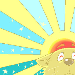 anthro biped brown_body brown_fur eyes_closed fur kemono solo sun leoponleopon canid canine mammal 1:1 2006 digital_media_(artwork) headshot_portrait icon low_res oekaki portrait
