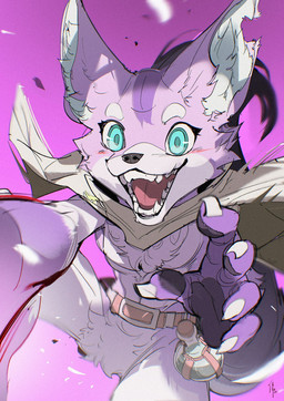 5_fingers anthro belt_buckle buckle cape cape_only claws clothing countershade_arms countershade_face countershade_fur countershade_legs countershade_tail countershade_torso countershading eyebrows fangs finger_claws fingerpads fingers front_view fur inner_ear_fluff male mostly_nude notched_ear open_mouth open_smile pawpads pink_background pink_body pink_fur pink_pawpads potion_bottle pupils red_tongue ringed_iris rosy_cheeks simple_background smile smiling_at_viewer solo tail tan_cape tan_clothing teal_eyes teal_pupils teeth tongue tongue_showing tuft white_body white_claws white_countershading white_eyebrows white_fur white_inner_ear white_inner_ear_fluff white_sclera chiayeeee felid mammal 2025 digital_drawing_(artwork) digital_media_(artwork) hi_res portrait signature three-quarter_portrait
