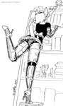 anthro cleaning_tool clothed clothing feather_duster female hair machine maid_uniform panties rear_view solo underwear uniform upskirt tegerio elizabeth_dingo ingo canid mammal robot 2020 monochrome