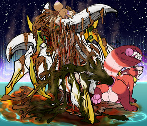 anal_fluids anus backsack balls bodily_fluids burning butt feces feces_blowout feces_in_mouth feces_on_body feces_on_butt feces_on_face feces_on_ground feces_pile genitals gore gore_focus male markings melting melting_body melting_flesh melting_limbs melting_mouth pokemon_arena raised_tail scatplay striped_markings striped_tail stripes tail tail_markings tail_mouth unusual_anatomy unusual_tail yonnixart nintendo pokemon pokemon_legends_arceus ailurid arceus eevee generation_1_pokemon generation_4_pokemon legendary_pokemon mammal pokemon_(species) red_panda absurd_res hi_res
