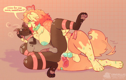 anal anal_penetration animal_genitalia animal_penis anthro anus areola balls bdsm big_breasts blush bodily_fluids bondage bound breasts canine_genitalia canine_penis collar cum dialogue dildo dildo_in_ass dildo_insertion double_anal double_penetration duo erection fur genital_fluids genitals gynomorph gynomorph/gynomorph gynomorph_penetrated gynomorph_penetrating gynomorph_penetrating_gynomorph gynomorph_penetrating_intersex hair intersex intersex/intersex intersex_penetrated intersex_penetrating intersex_penetrating_gynomorph intersex_penetrating_intersex knot knotted_dildo knotted_penis nipples nude object_in_ass open_mouth penetration penile penis perineum ribbon_bondage ribbons sex sex_toy sex_toy_in_ass sex_toy_insertion simple_background small_breasts smile speech_bubble tail tail_motion tailwag text tummy_nipples cowcollar canid canine mammal digital_media_(artwork) english_text hi_res trans_(lore)