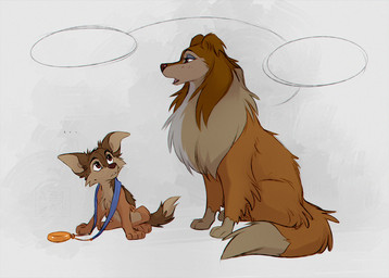 black_nose blue_eyelids brown_body brown_eyes brown_fur cheek_tuft dipstick_tail duo facial_tuft female feral fur looking_at_another male markings medal open_mouth orange_body orange_fur simple_background sitting snout speech_bubble tail tail_markings tan_body tan_fur tuft young azzai all_dogs_go_to_heaven don_bluth flo_(all_dogs_go_to_heaven) canid canine canis collie domestic_dog herding_dog mammal pastoral_dog sheepdog colored colored_sketch digital_drawing_(artwork) digital_media_(artwork) sketch mother_(lore) parent_(lore) son_(lore)