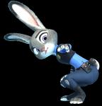 anthro badge clothing female fur grey_body grey_fur long_ears police police_uniform pose purple_eyes solo teeth uniform hardynumb splatypi disney zootopia judy_hopps lagomorph leporid mammal rabbit 2016 3d_(artwork) alpha_channel digital_media_(artwork)