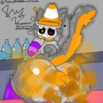 alcohol anthro anus balls beverage big_butt biohazard_symbol blep blush bone butt clothing collar drunk fart fart_cloud fart_fetish femboy fur genitals grey_body hair hazard_symbol huge_butt legwear male mask nude orange_body orange_fur puffy_anus raised_tail simple_background skull skull_mask solo substance_intoxication surprise symbol tail text thigh_highs tongue tongue_out traffic_cone freewaythecat freeway_(freewaythecat) domestic_cat felid feline felis mammal 1:1 digital_media_(artwork) hi_res