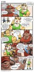 anthro boss_(gym_pals) bottomwear canid canine canis clothing comic dialogue english_text felid gym_pals h155296 hat headgear headwear hi_res male mammal myosotis_(gym_pals) pal_(gym_pals) pantherine shirt shorts tank_top text tiger topwear wolf