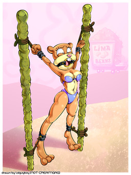 anthro bikini bikini_bottom bound bra breasts clothed clothing female forced open_mouth outside rope scared solo swimwear two-piece_swimsuit underwear lolguyboy nickelodeon spongebob_squarepants sandy_cheeks eastern_grey_squirrel grey_squirrel mammal rodent sciurid tree_squirrel 2026 3:4 hi_res