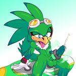 accessory anthro balls beak big_penis bodily_fluids chest_tuft clothing cock_ring cum cumshot ejaculation energy erection eyewear feathers foreskin genital_fluids genitals gloves goggles green_body green_feathers half-closed_eyes hands-free handwear hoverboard humanoid_genitalia humanoid_penis jewelry looking_pleasured male markings mostly_nude narrowed_eyes nipples penis penis_accessory penis_jewelry sitting solo tail tongue tongue_out tuft vein veiny_penis rakkan sega sonic_riders sonic_the_hedgehog_(series) jet_the_hawk accipitrid accipitriform avian bird hi_res